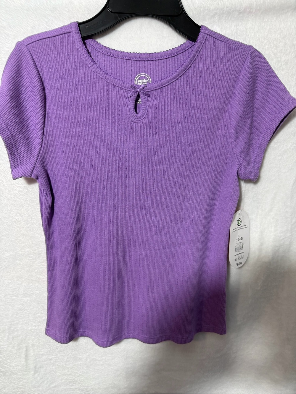 wonder nation Lavender Ribbed Keyhole Short Sleeve Tee